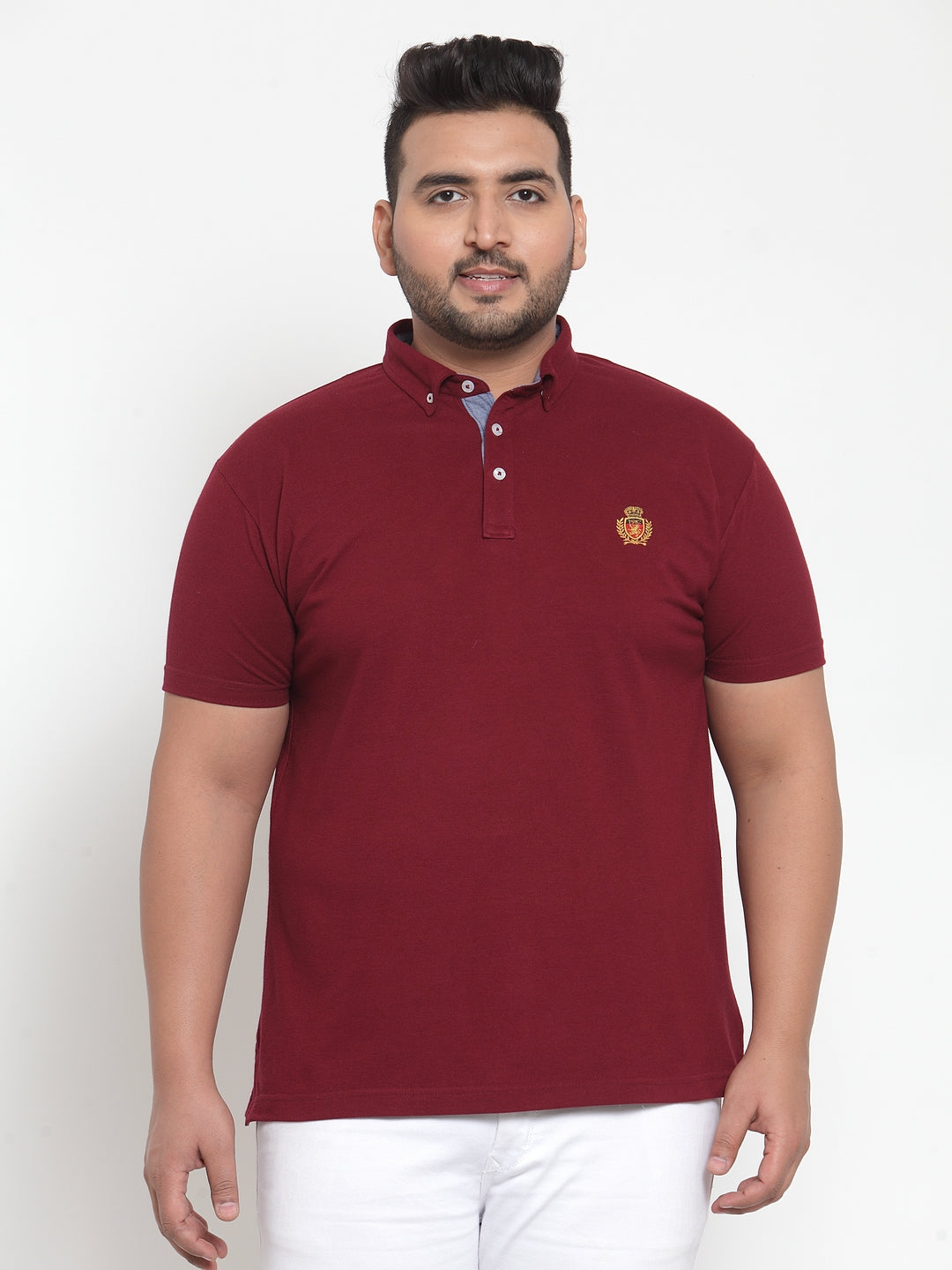 plusS Men Maroon Polo Collar Plus Size T-shirt