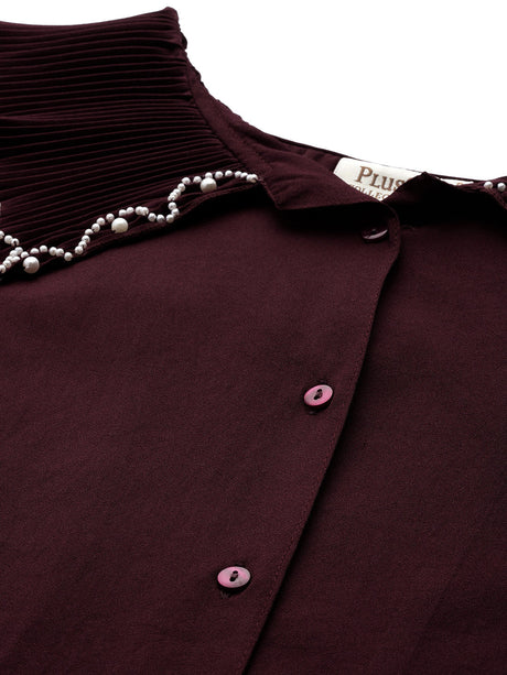 plusS Burgundy Shirt Style Top