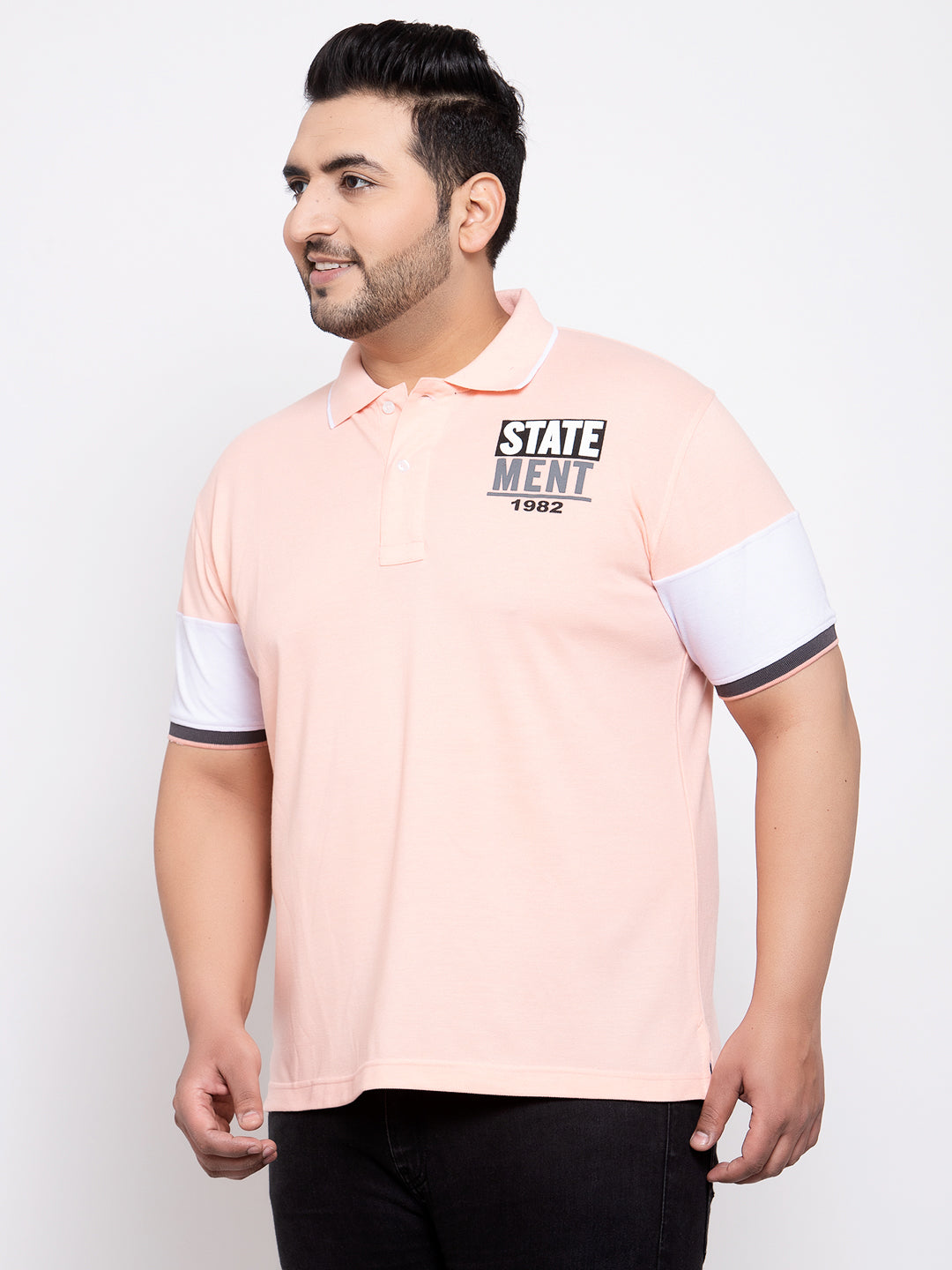 Men Pink Printed Polo Collar T-shirt