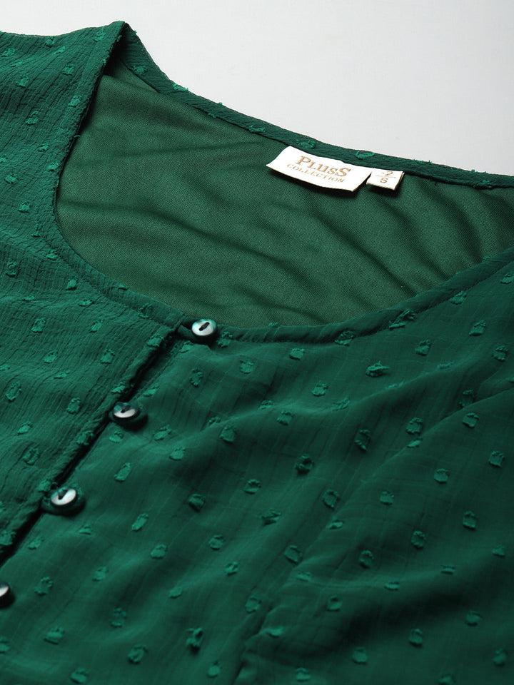 plusS Green Shirt Style Crop Top