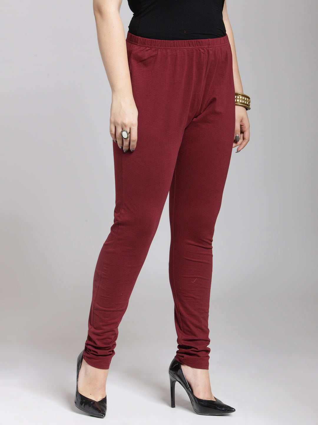 Maroon Churidar-Length Leggings