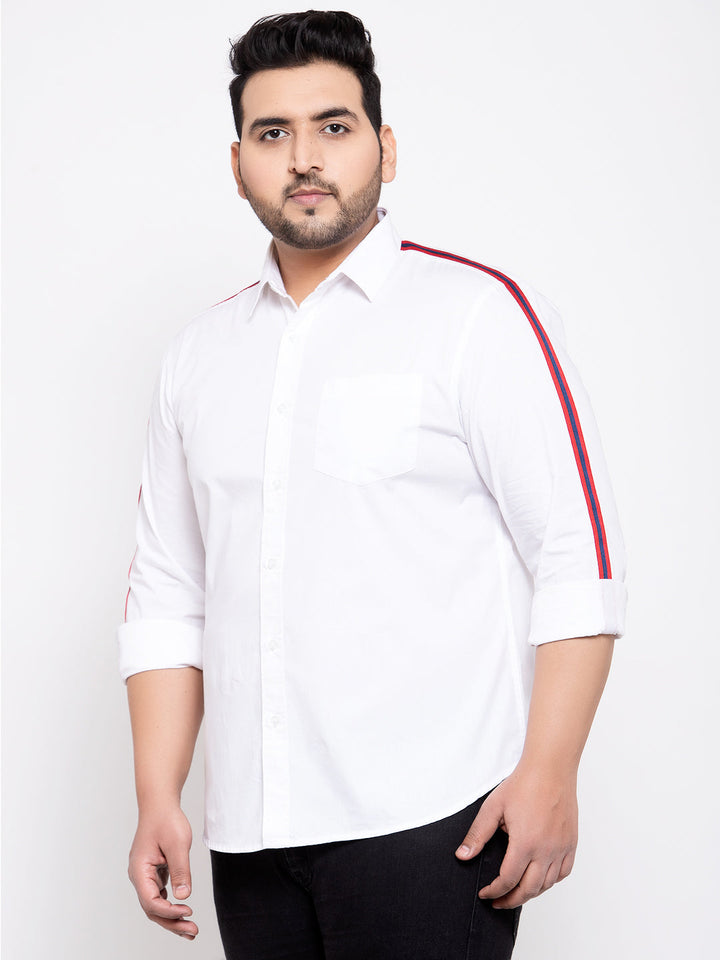 Men White Regular Fit Solid Casual Shirt