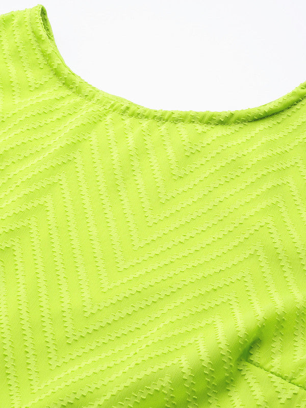 plusS Fluorescent Green Self Design Top