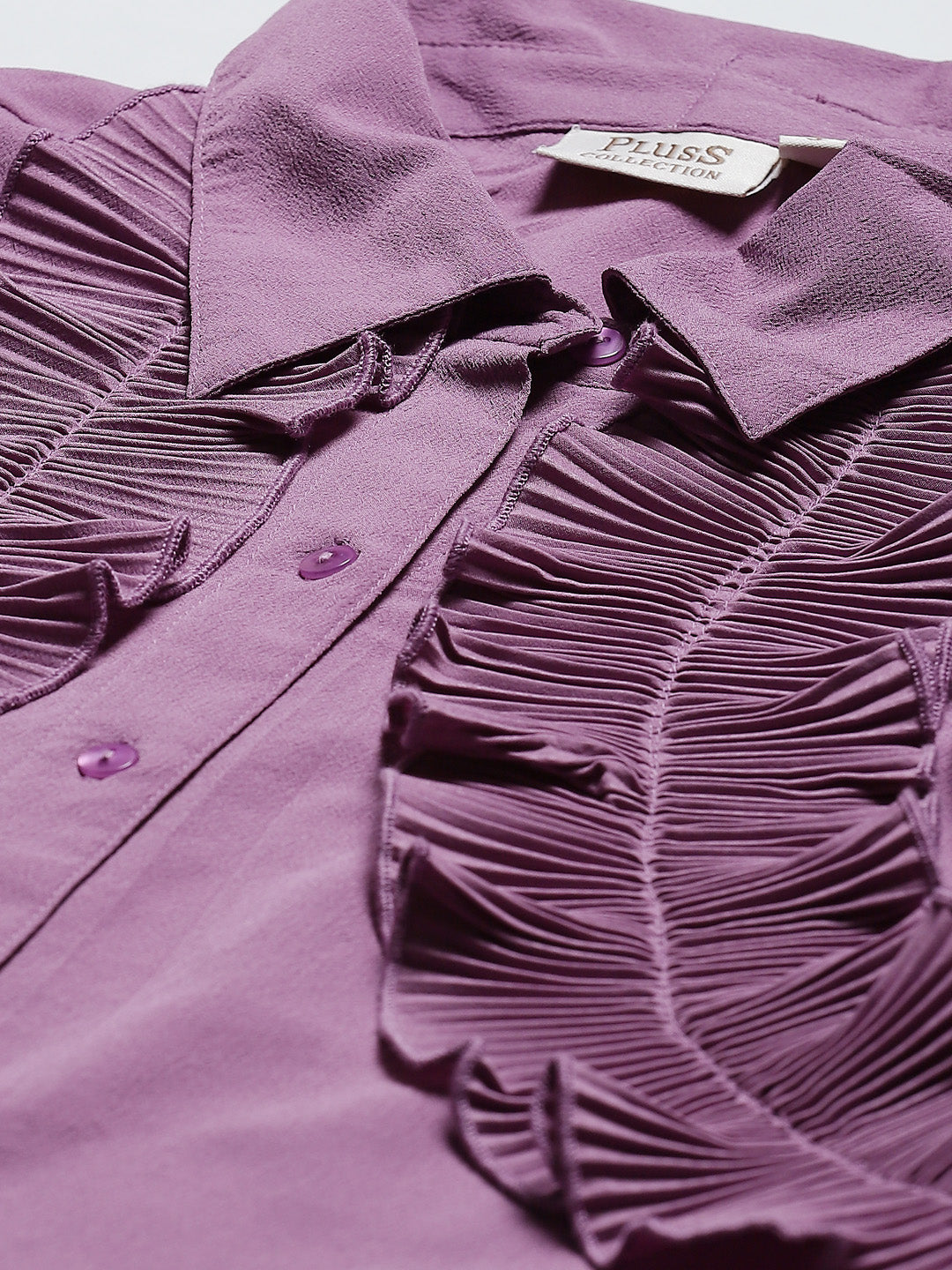 plusS Purple Ruffle Detail Shirt Style Victorian Top