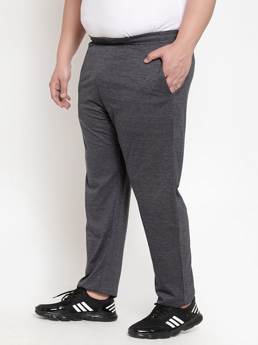 plusS Men Grey Solid Track Pants