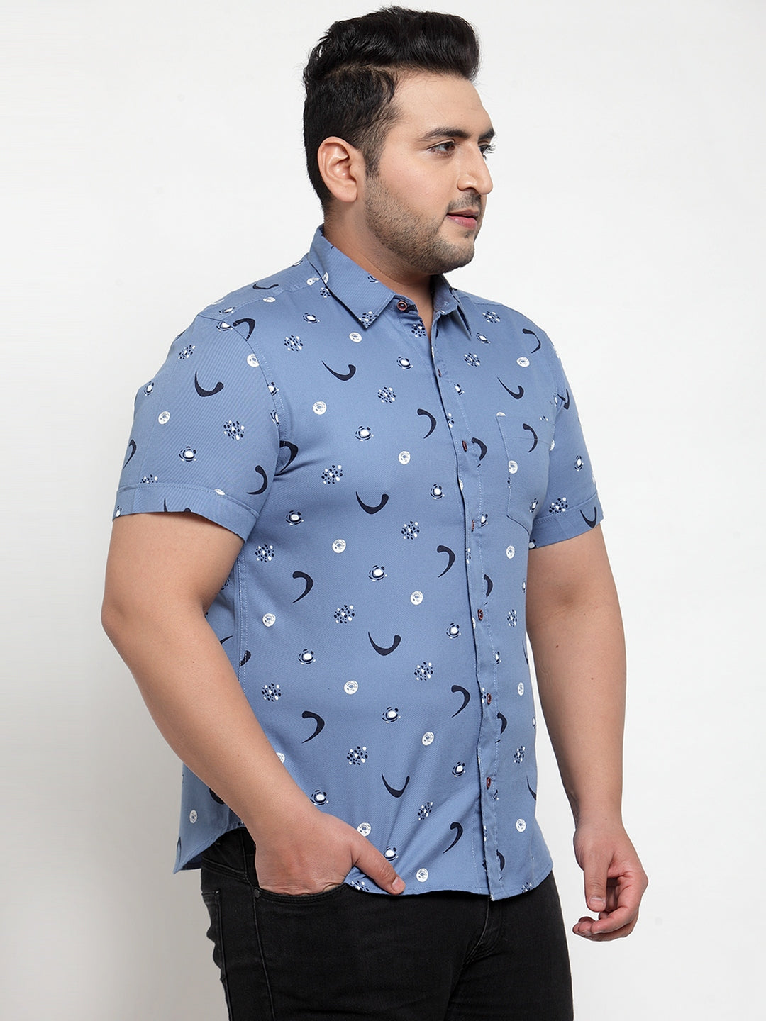 Men Blue Regular Fit Printed Casual Shirt