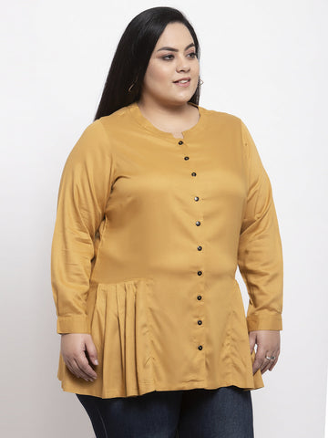 Mustard Yellow Solid Plus Size Tunic