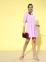 plusS Women Lavender Solid A-Line Dress