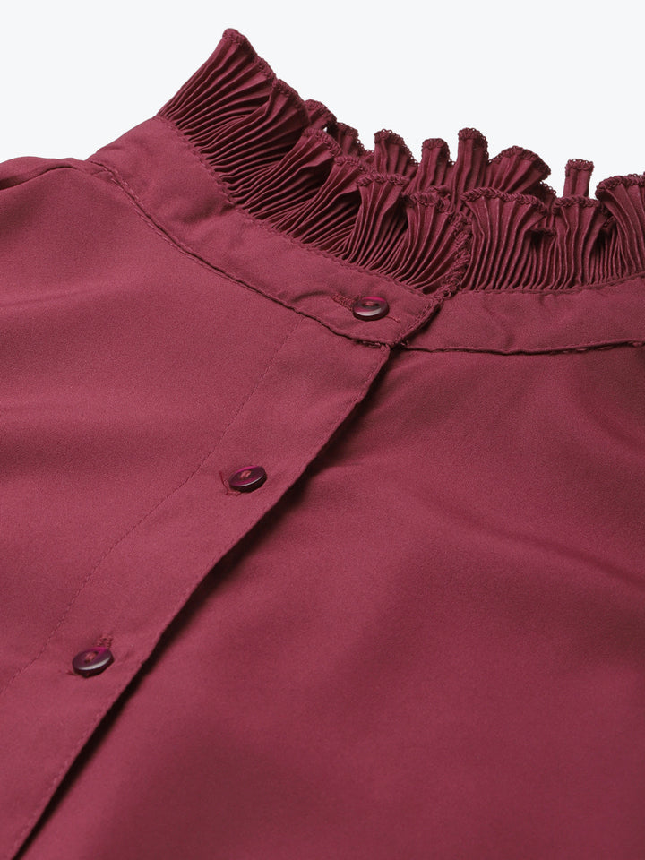 plusS Maroon Shirt Style Top