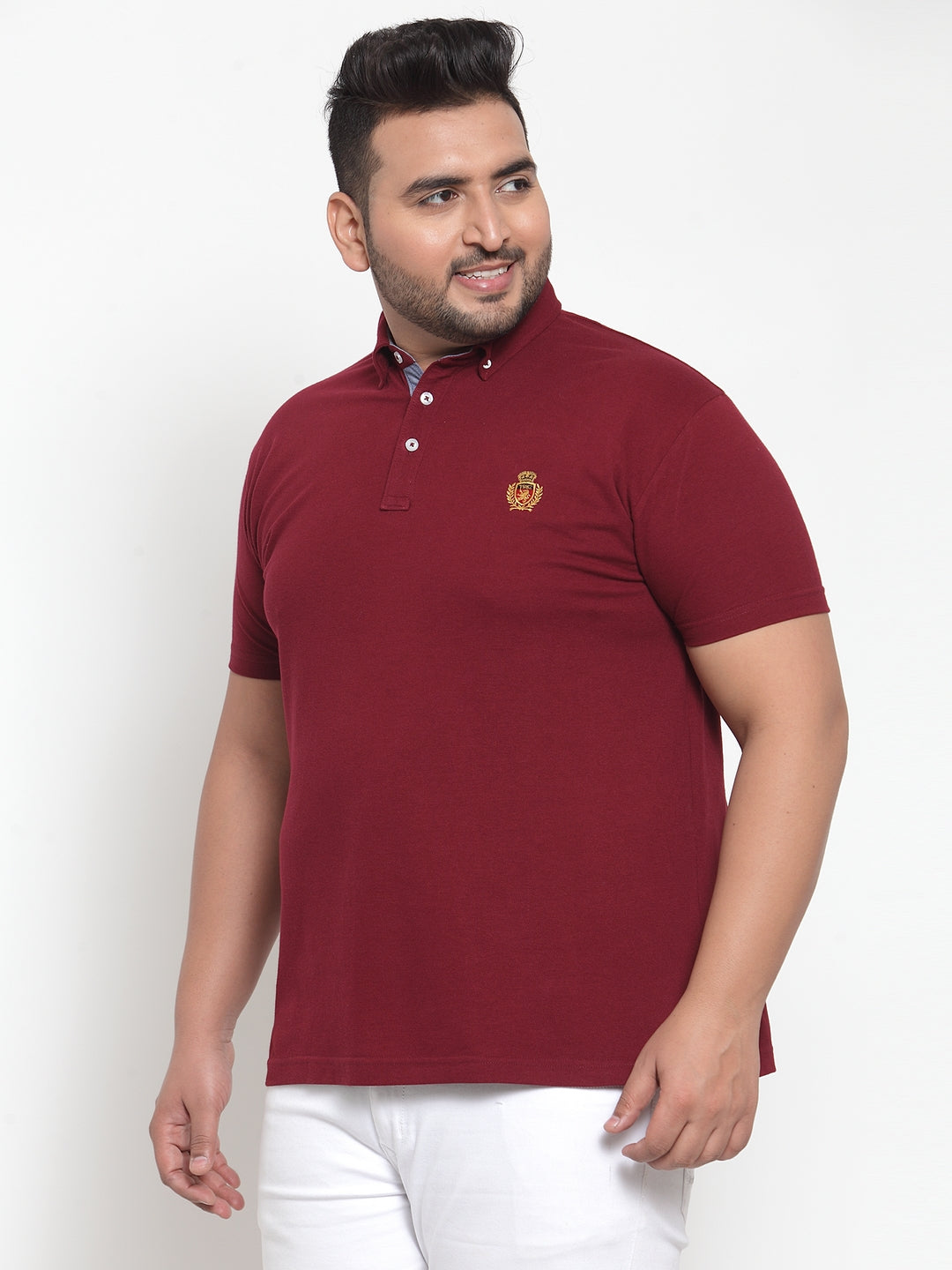 plusS Men Maroon Polo Collar Plus Size T-shirt