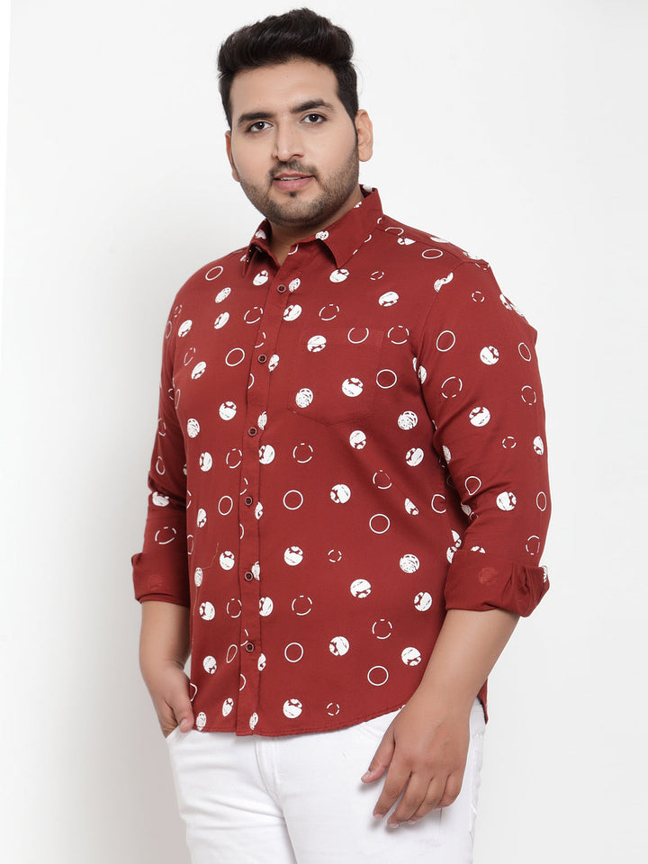 Men Maroon Regular Fit Printed Casual Shirt