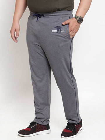 Men Grey Solid Straight-Fit Trackpants