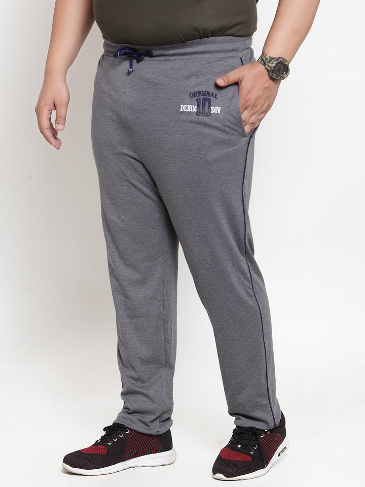 Men Grey Solid Straight-Fit Trackpants