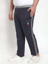 Plus Size Men Navy Regular Fit Tack Pants