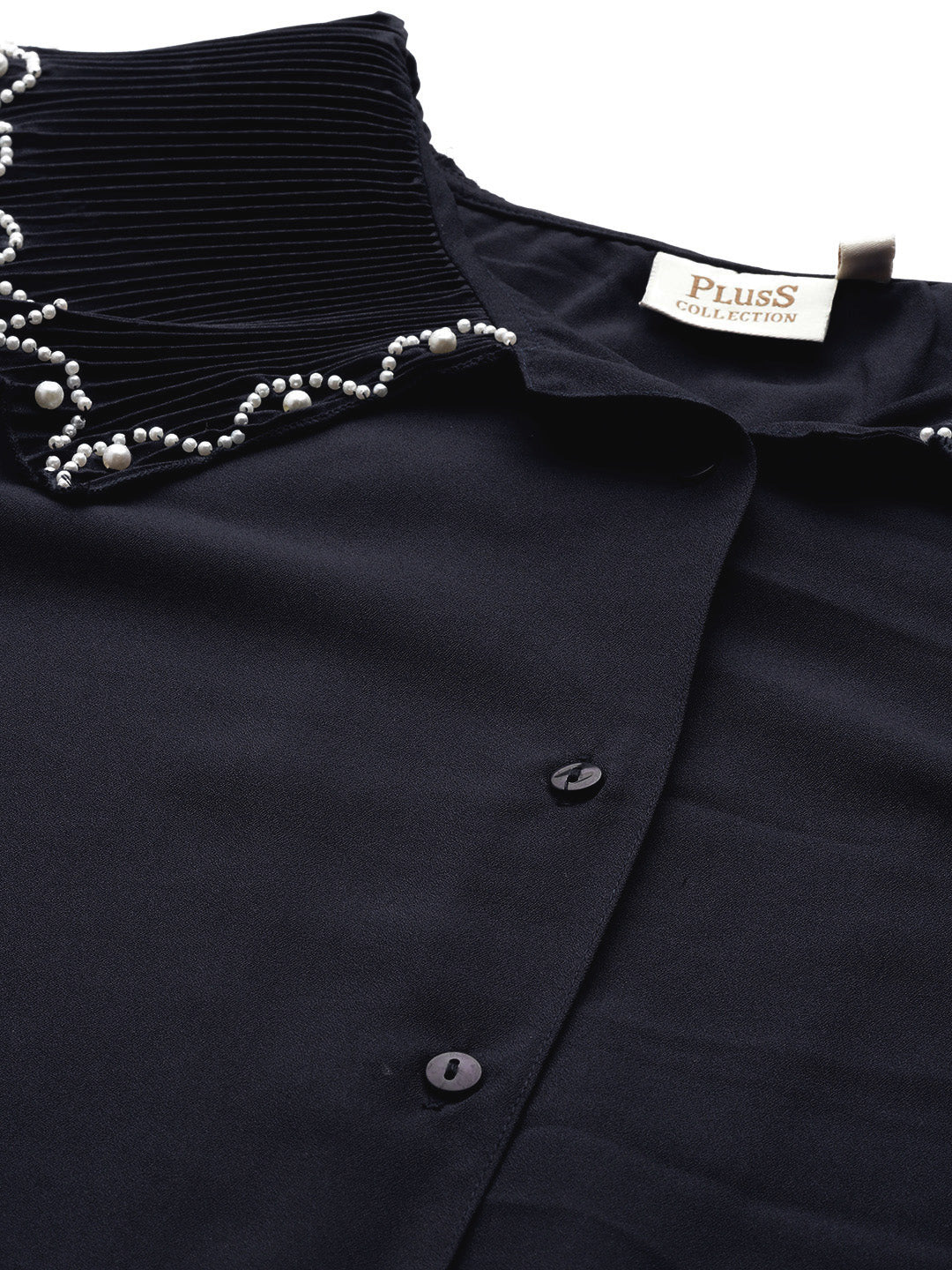 plusS Navy Blue Shirt Style Top