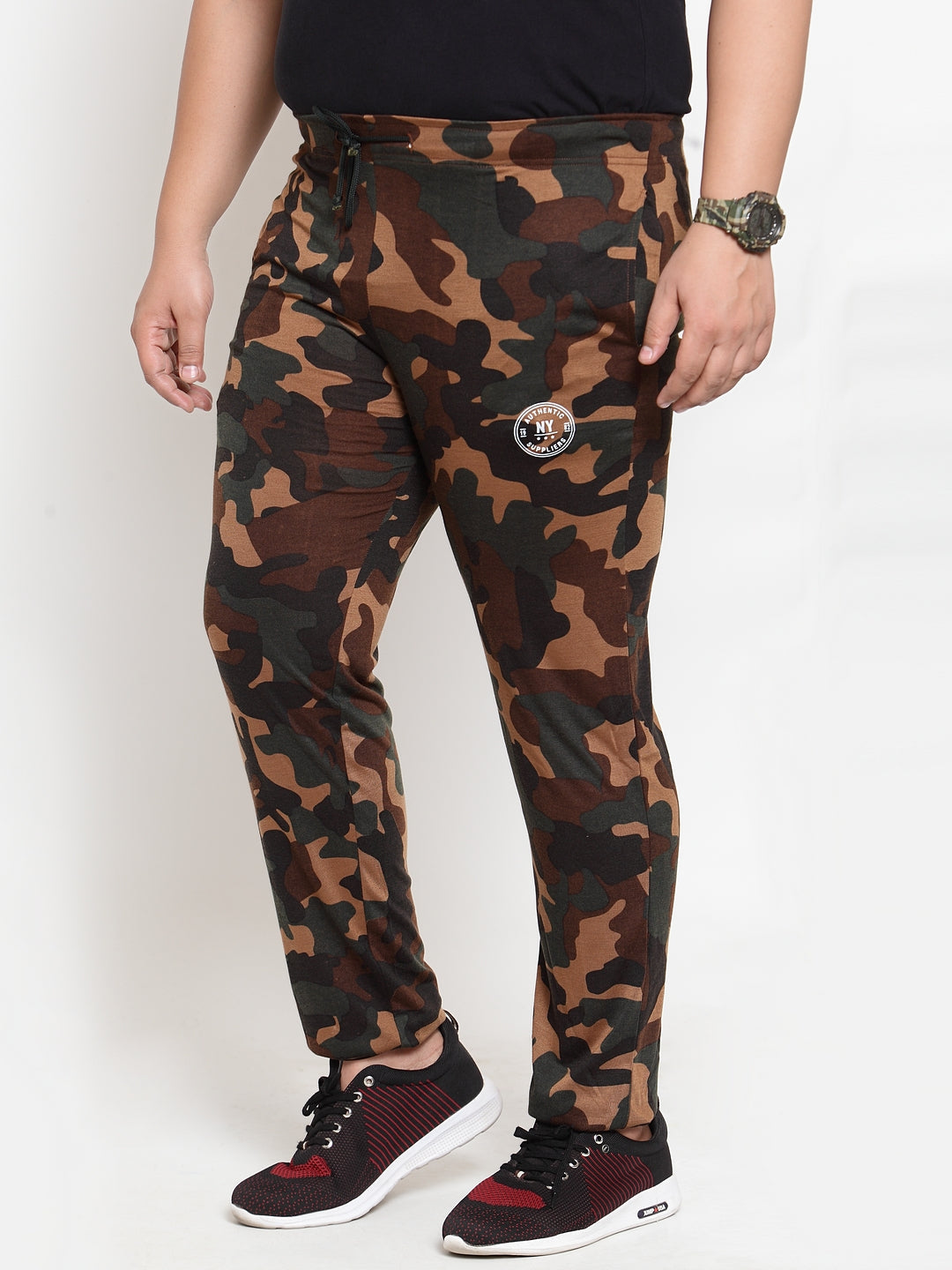 Men Multicoloured Printed Straight-Fit Trackpants