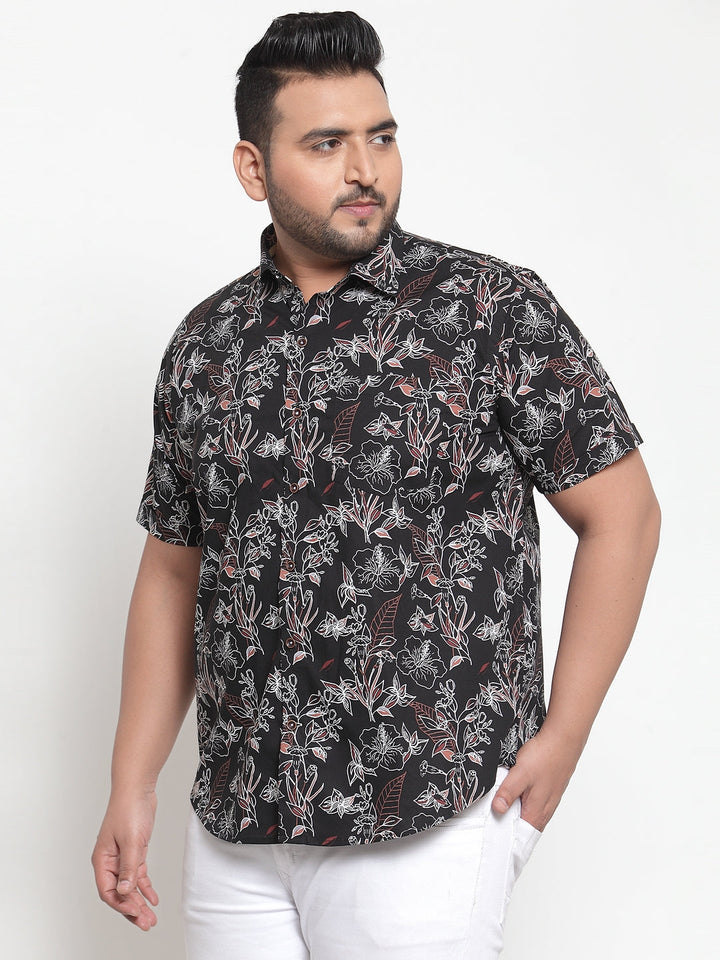 Men Black & White Regular Fit Printed Casual Shirt