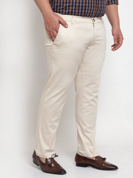 Plus Size Men Beige Chinos Trousers