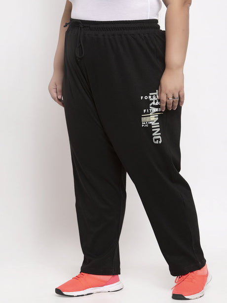 Women Black Solid Straight-Fit Track Pants