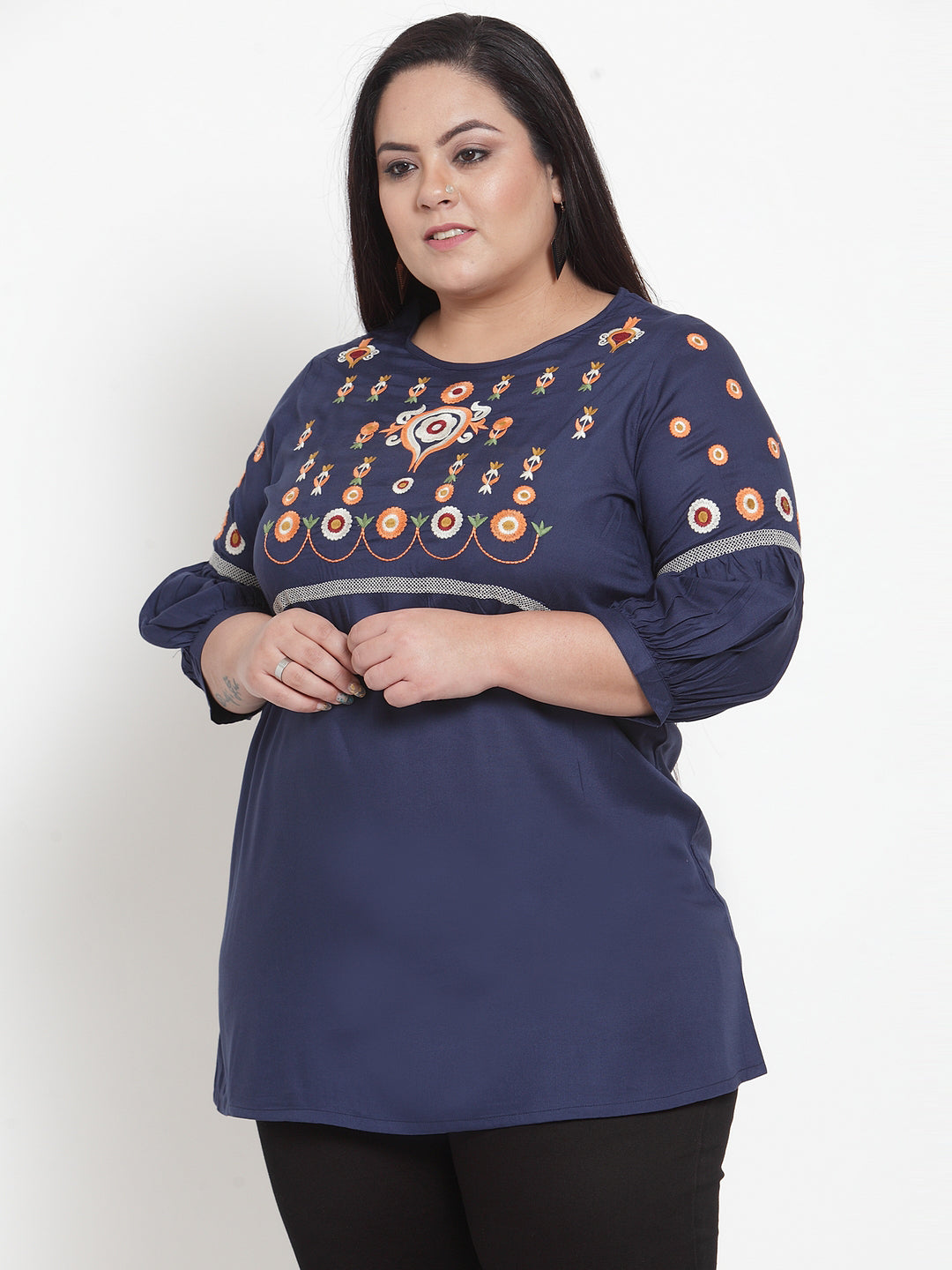 Women Navy Blue Printed Top