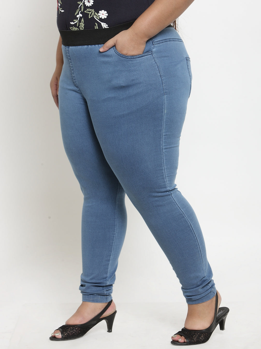 plusS Women Blue Solid Jegging