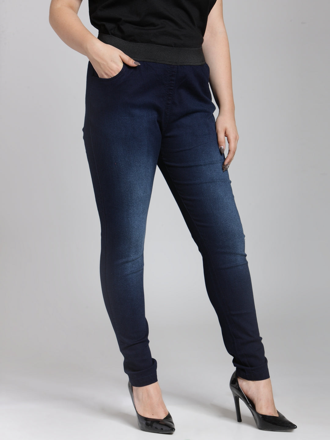 plusS Women Blue Solid Jeggings