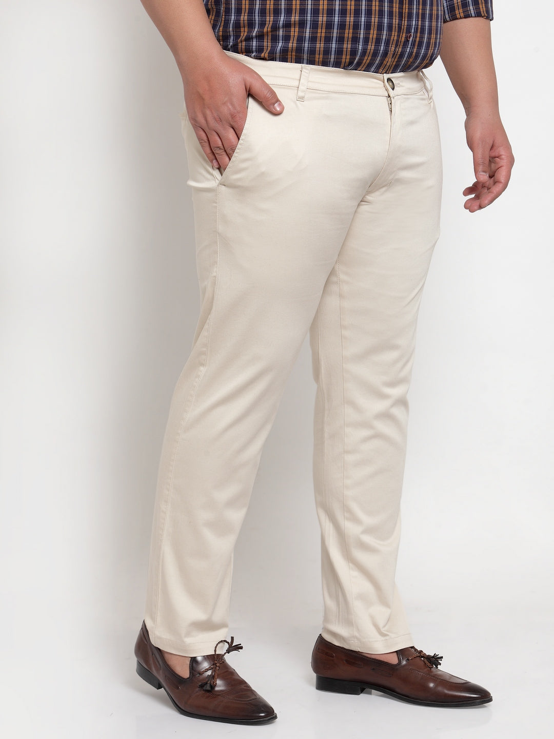 Men Beige Chinos Trousers