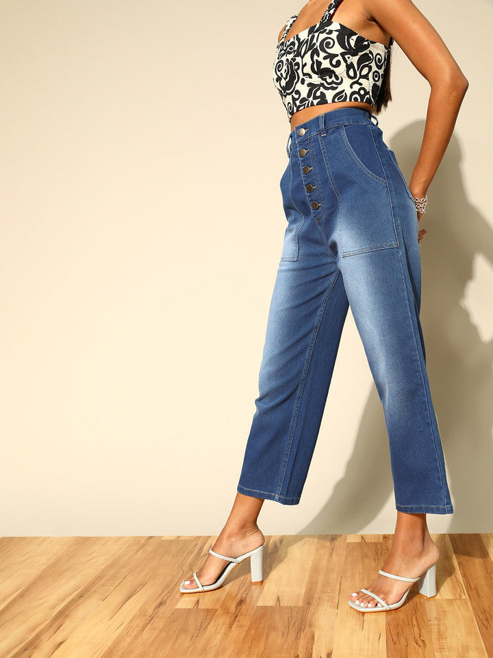 Stunning Blue Straight Fit Stretchable Jeans