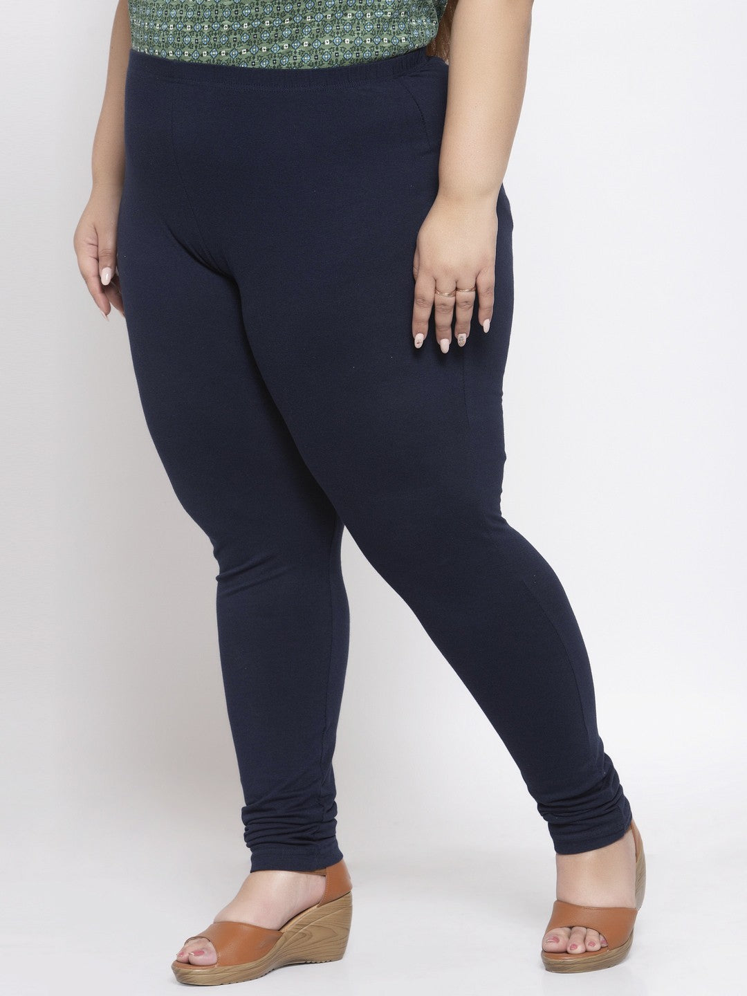 Sofra Women's Plus Sized Full Length Leggings-Navy Blue at Amazon Women's  Clothing store