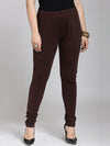 Plus Size Women Brown Solid Churidar Leggings