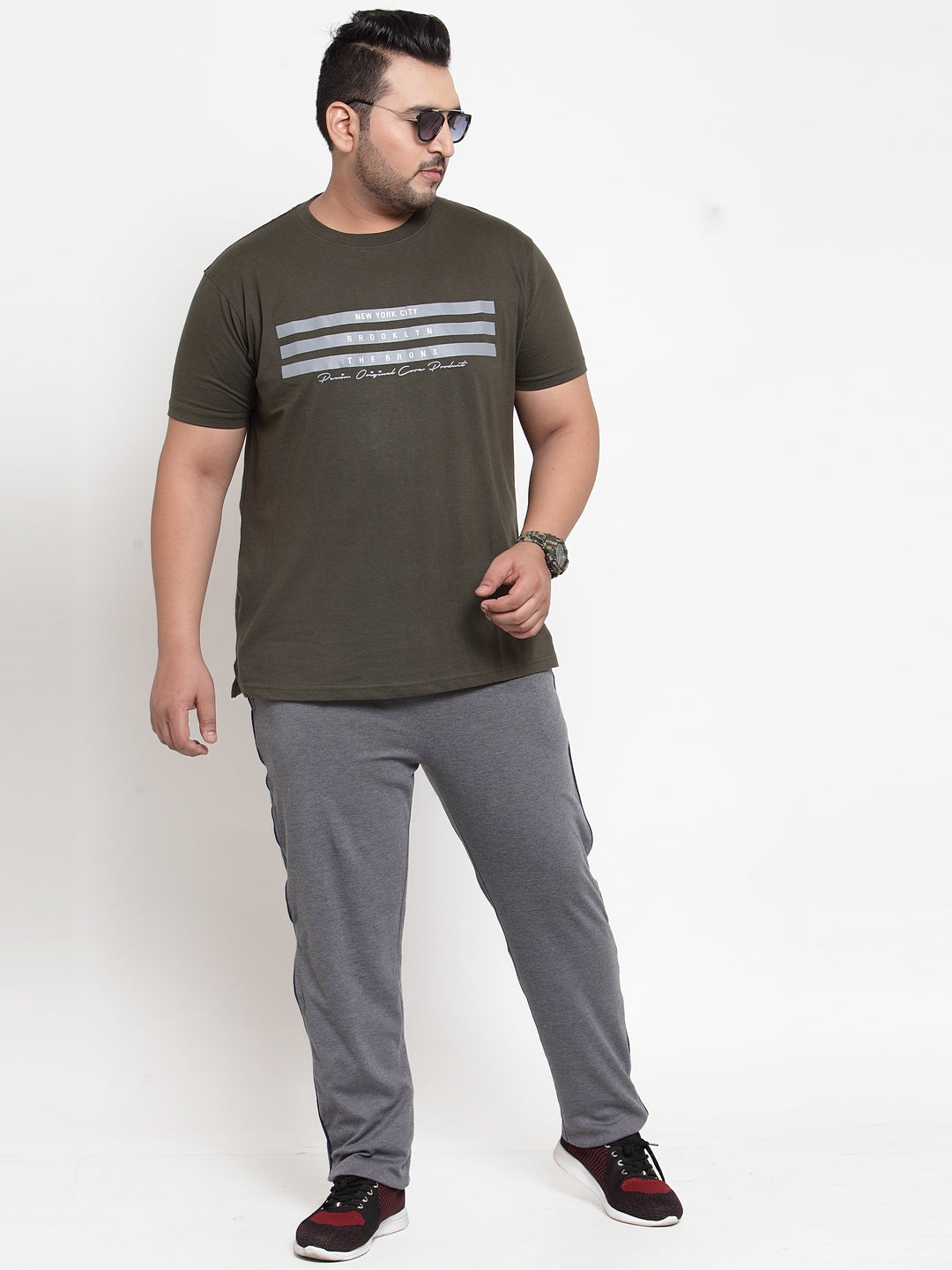 Men Grey Solid Straight-Fit Trackpants