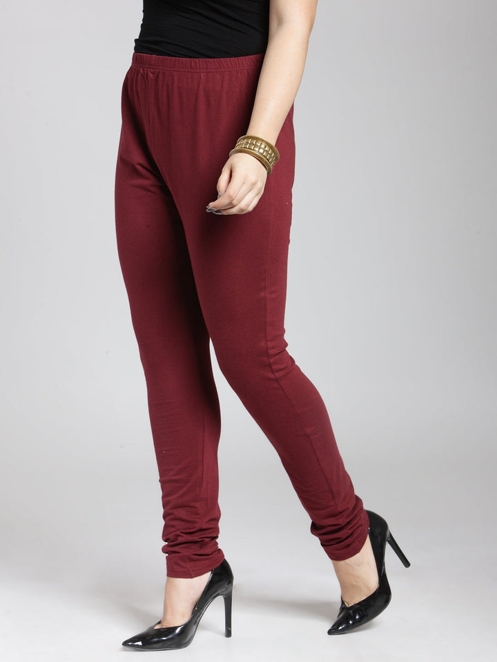 Maroon Churidar-Length Leggings