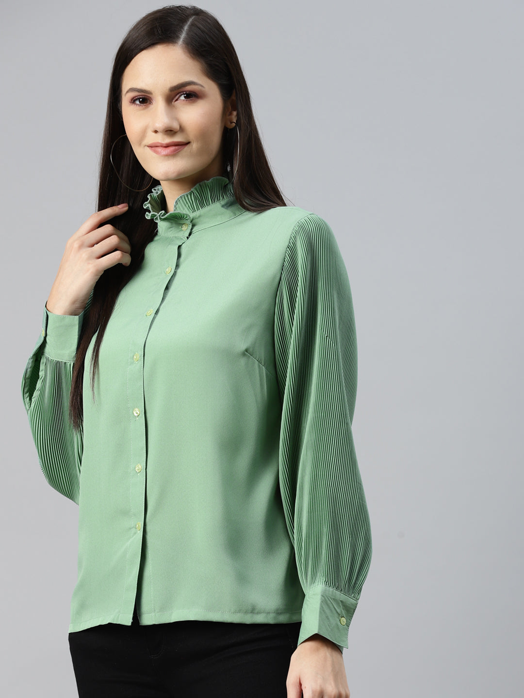 plusS Green Shirt Style Top