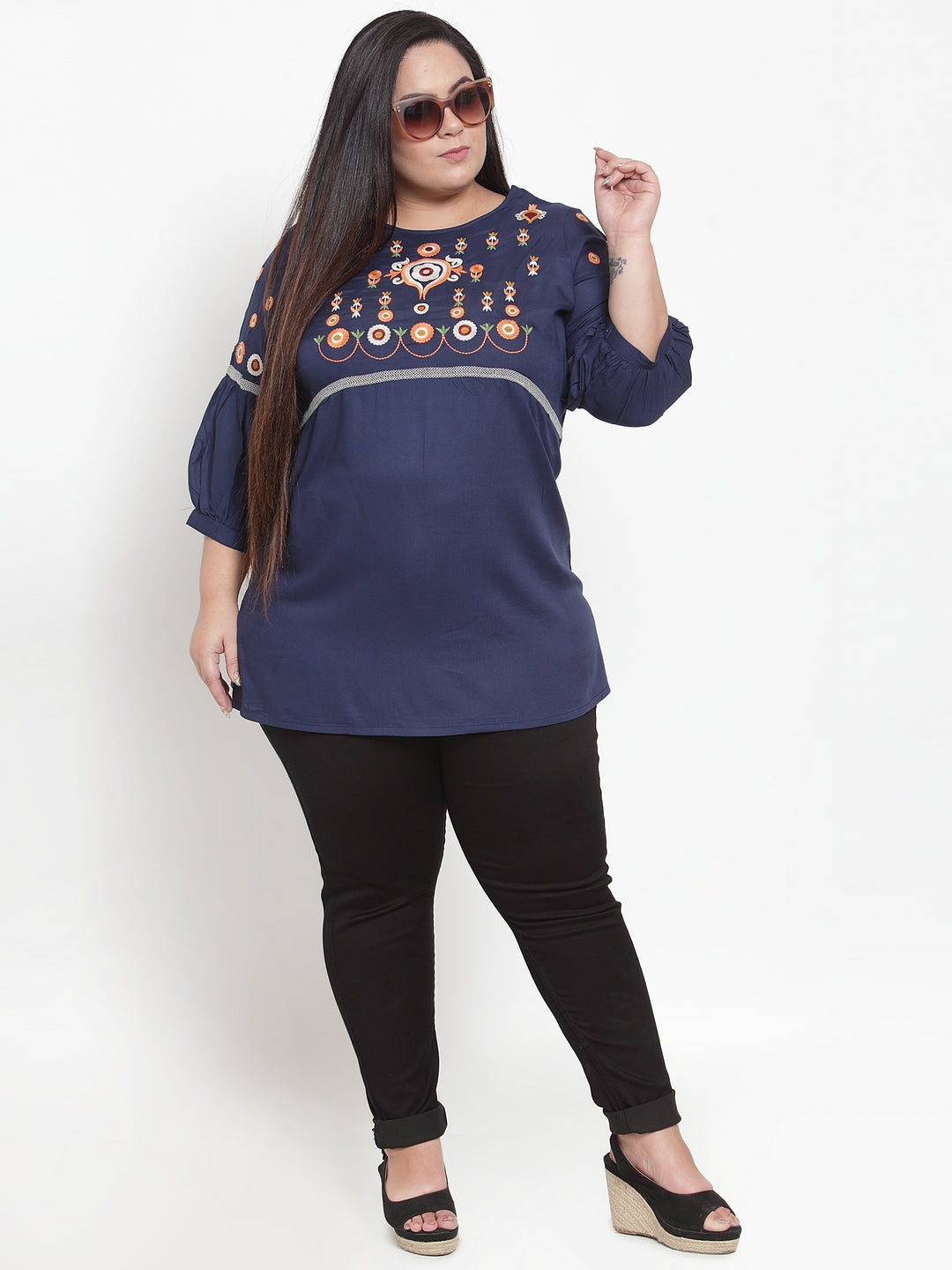 Women Navy Blue Printed Top