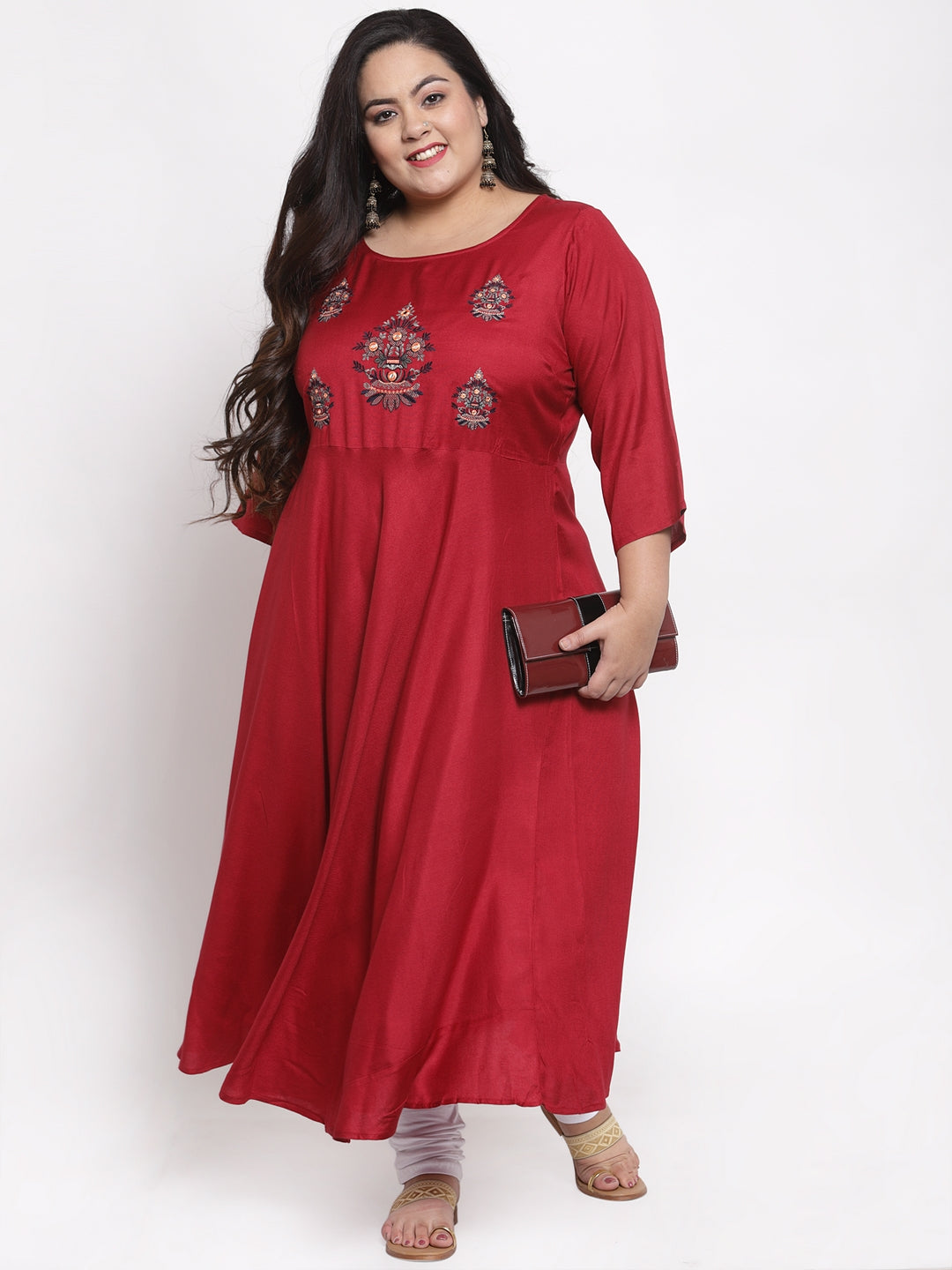 Women Red Printed Fit and Flare Dress