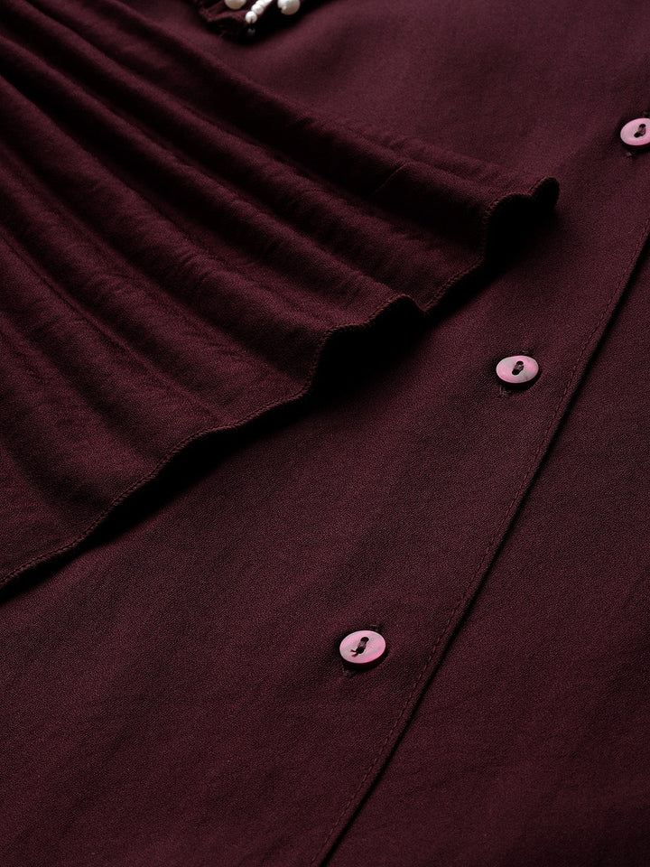 plusS Burgundy Shirt Style Top