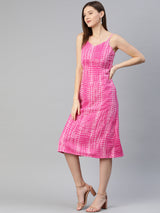 Pluss Charming Pink and White Dyed Ruched Dress