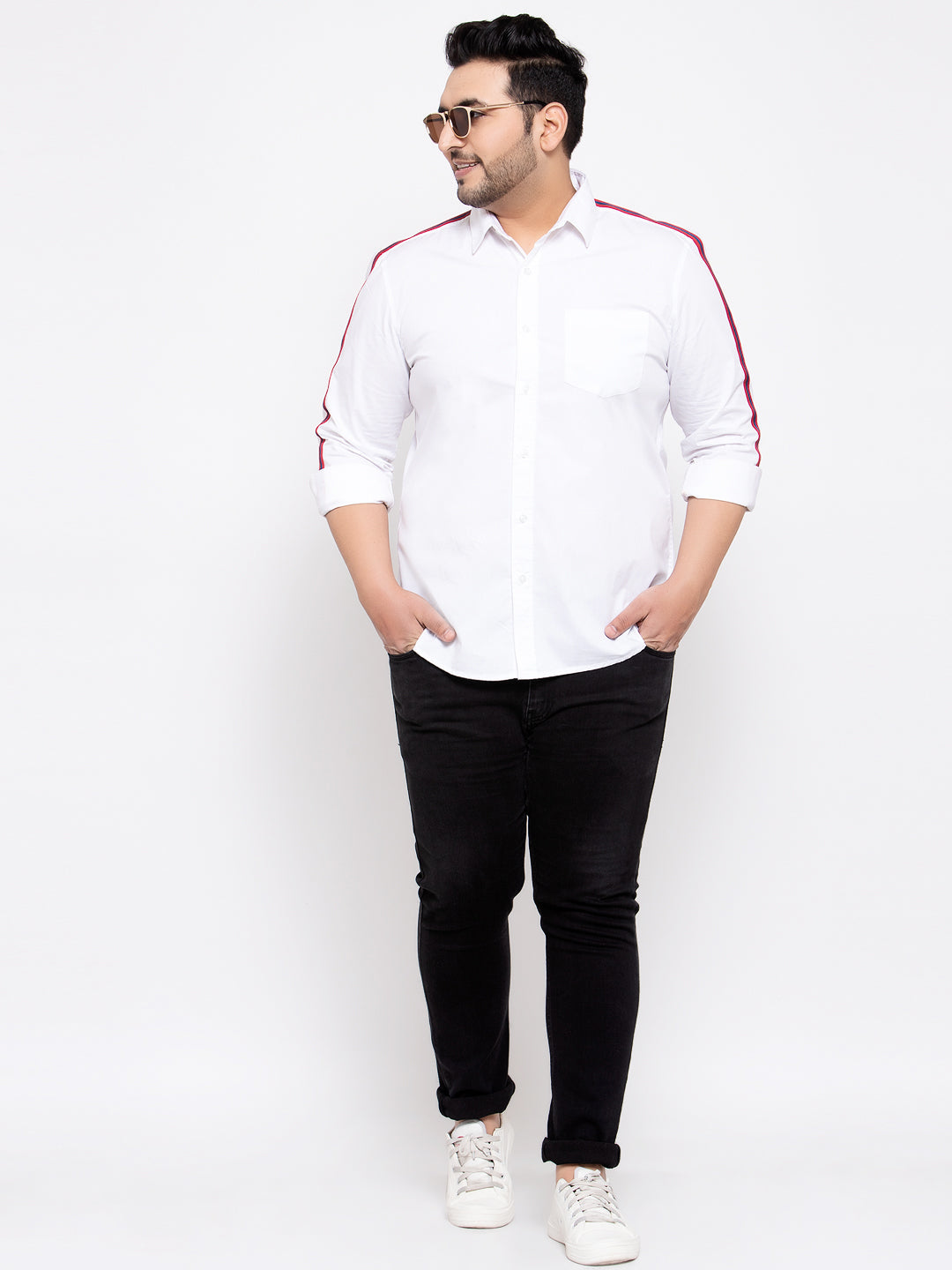 Men White Regular Fit Solid Casual Shirt