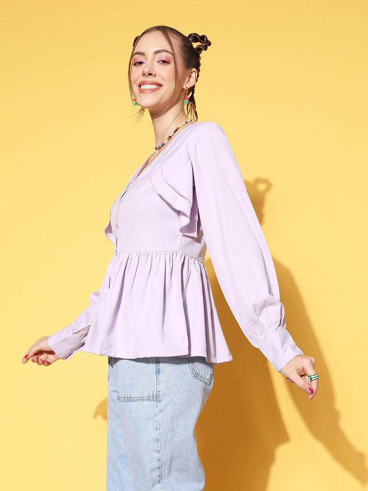 plusS Charming Lavender Solid Once Upon a Sleeve Top