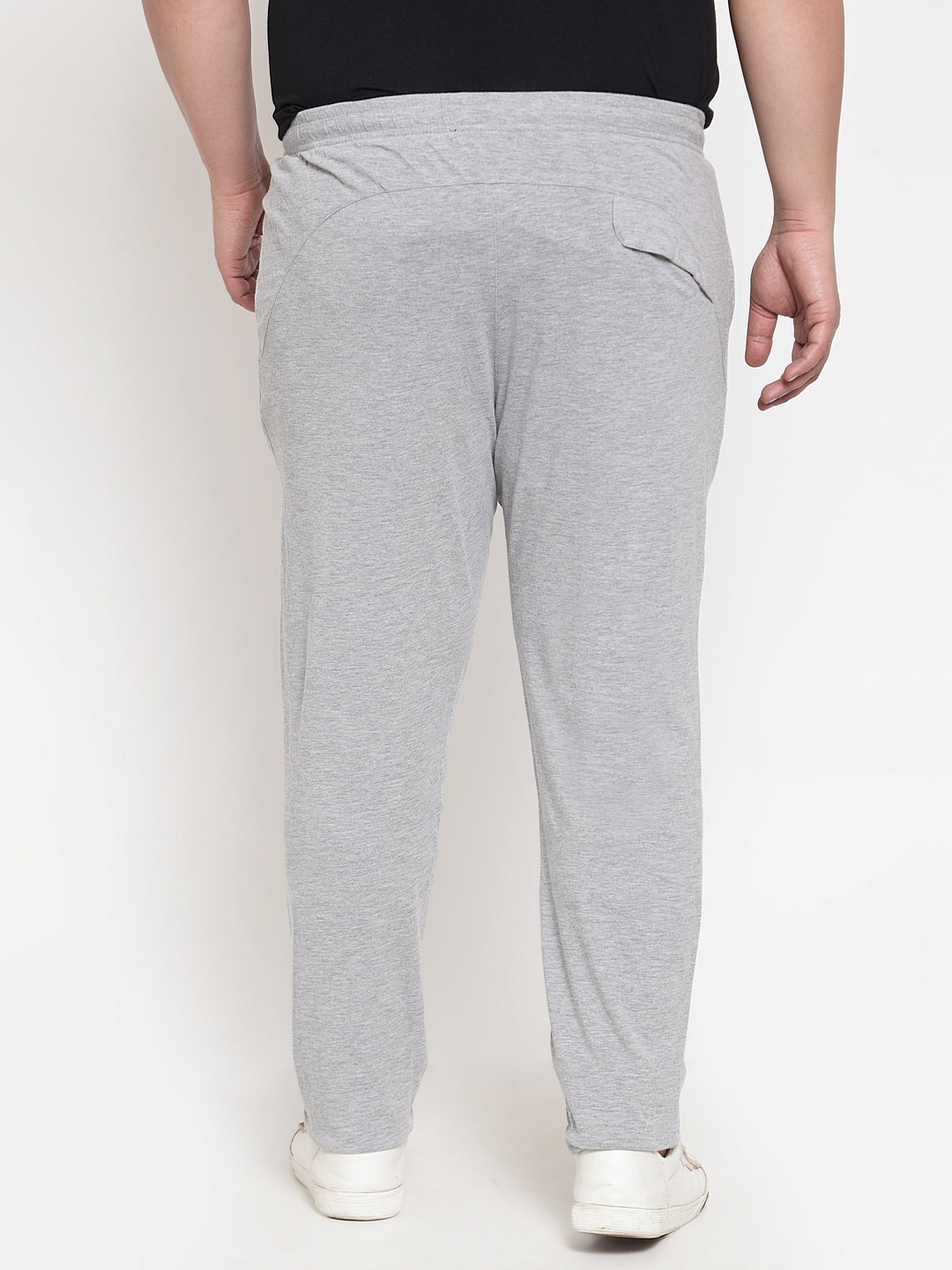 plusS Men Grey Melange Regular Fit Track Pants