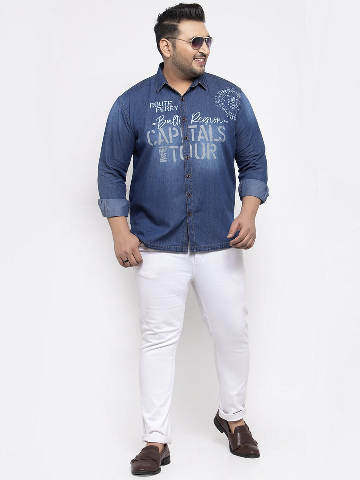 Men Blue Regular Fit Printed Casual Shirt