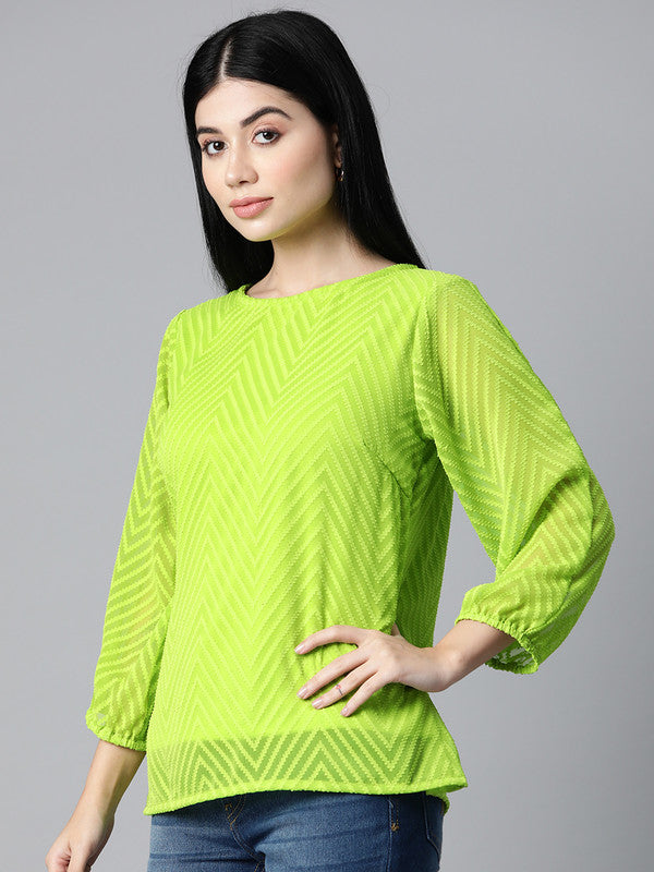 plusS Fluorescent Green Self Design Top