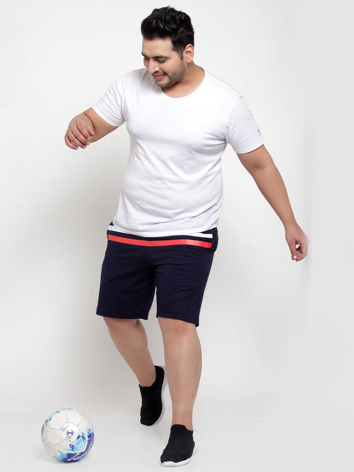 Men Navy Blue Solid Regular Fit Regular Shorts