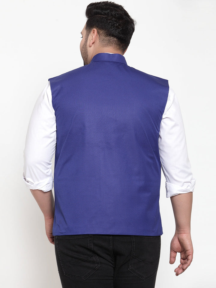 Men Blue Solid Waistcoat