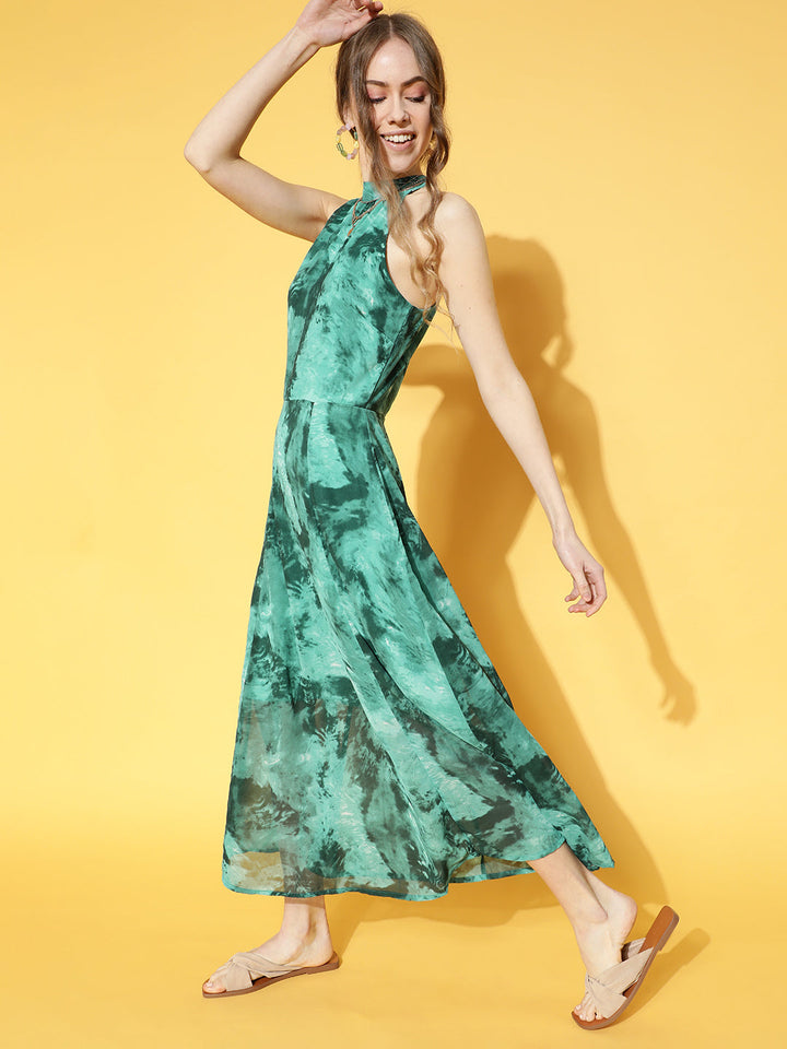 plusS Green Floral Maxi Dress