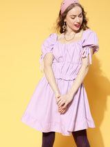 plusS Lavender Solid Ruffled Dress
