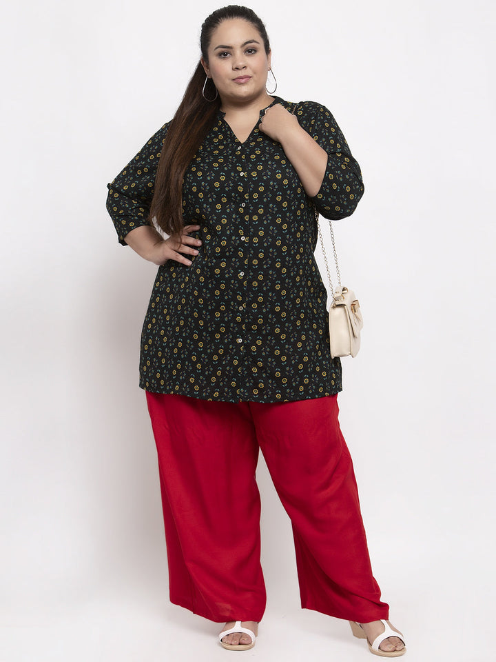 Women Red Solid Flared Palazzos