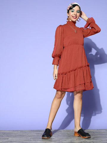 plusS Rust A-Line Dress