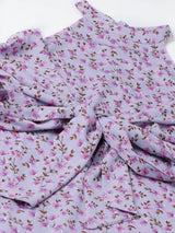 plusS Purple Floral Print A-Line Midi Dress
