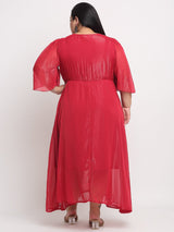 plusS Women Plus Size Red A-Line Dress